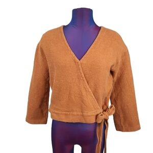 Madewell Texture & Thread Faux Wrap Top  Dark Hay Size Small‎ Women's